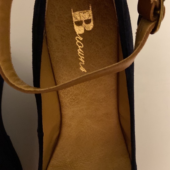 Browns Wedge Sandal Suede Navy - Picture 3 of 8